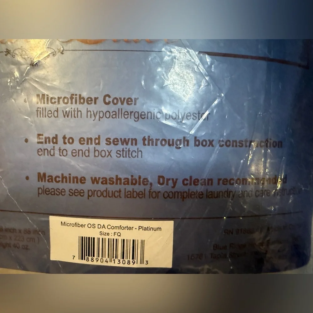 NWT Gray Microfiber Comforter Full/Queen 88” X 88”